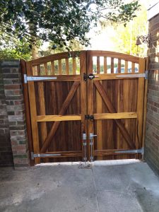 Rear of iroko Whiteleaf gates