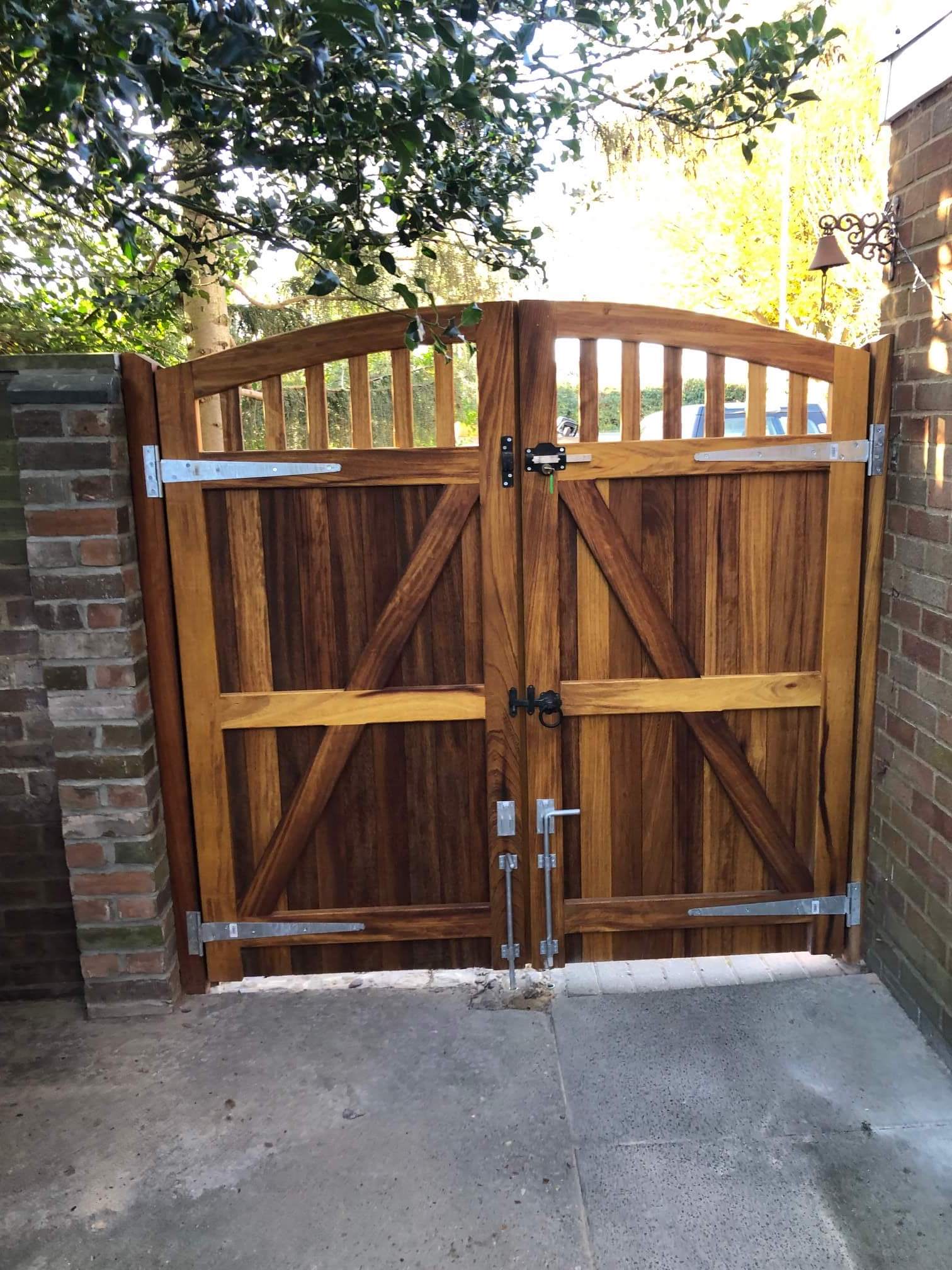 Rear of iroko Whiteleaf gates