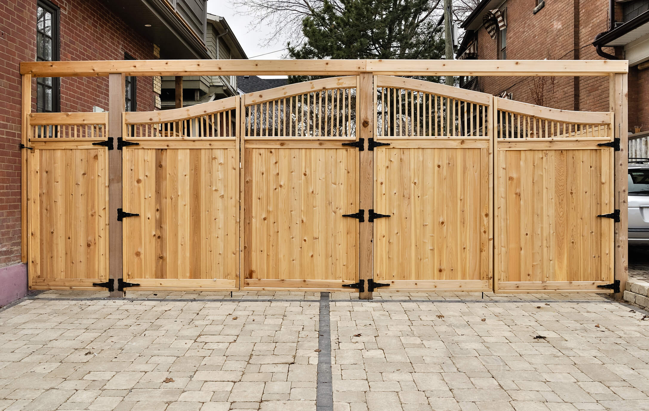 Large brown gate that was just installed